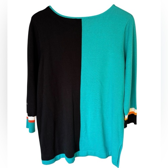 NWT Bob Mackie Wearable Art Retro Women’s Colorblock Tunic Sweater Size L - Picture 2 of 8